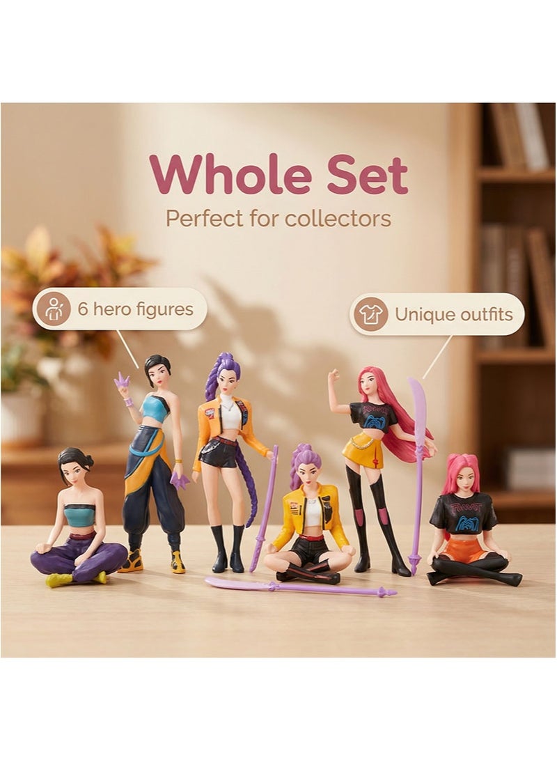 KPop Demon Hunters 6PCS K Pop Demon Hunter Girl Group Figurine Model SetTrendy Toy Collectible Desktop Decoration - Image 5